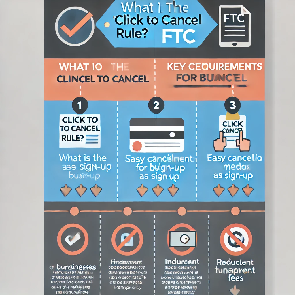 Diagram showing the simplified consumer journey for subscription cancellations under the FTC Click to Cancel rule, contrasting old and new processes.